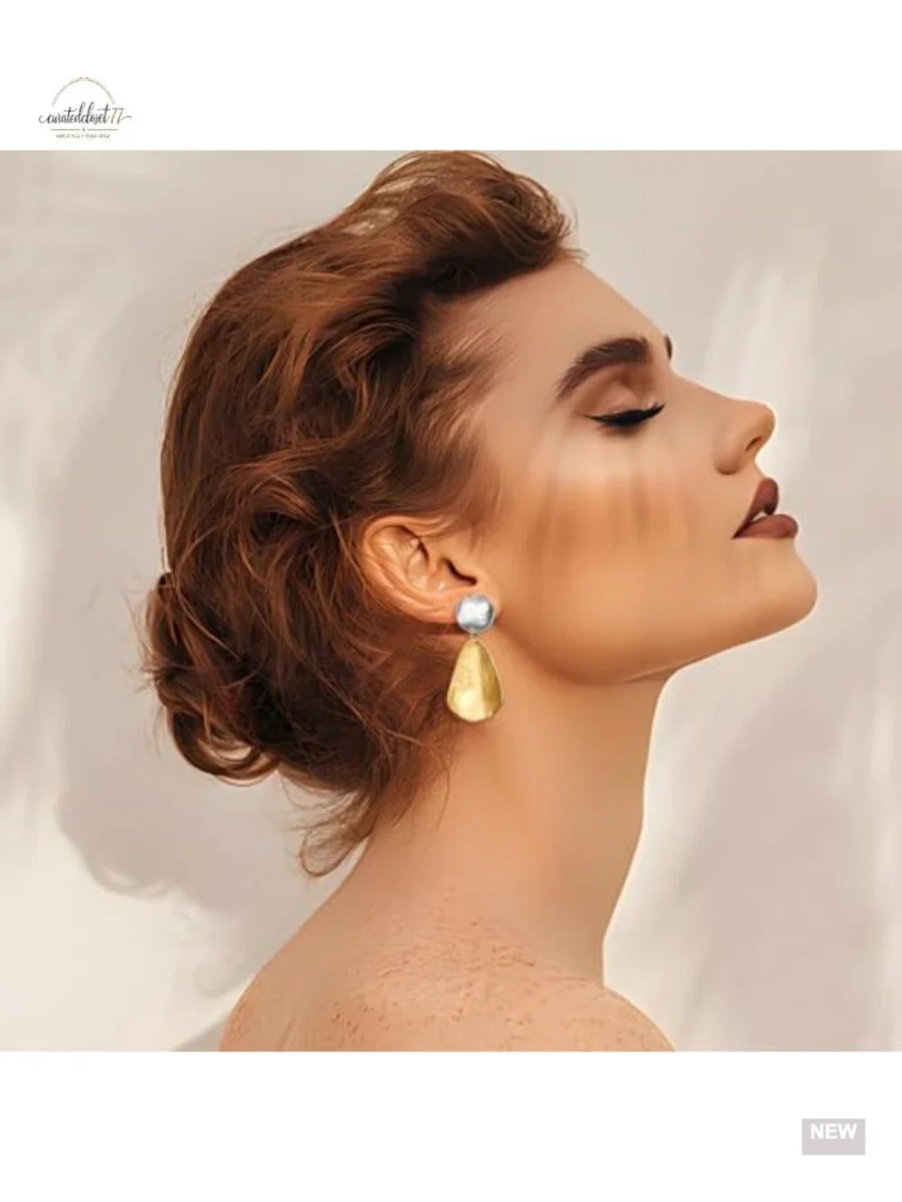 Gold Plated Geometric Chunky Dangle Earrings Statement Jewelry